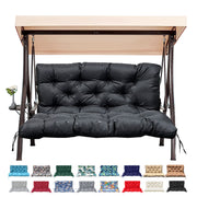 3 Size Outdoor Porch Swing Cushion with Backrest | All Weather Waterproof Tufted Patio Bench Replacement Pad, Anti-Slip Fixing Ties, Fade Resistant Swing Seat Cushion for 2/3-Seater Garden Hanging Swing