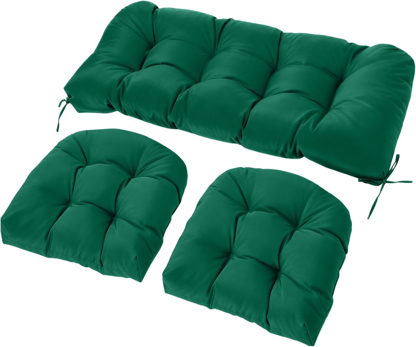 3-Piece Outdoor Wicker Chair Cushion Set, Waterproof Patio Loveseat Cushion with 2 U-Shaped Seat Pads, All-Weather Replacement Cushions for Garden Furniture