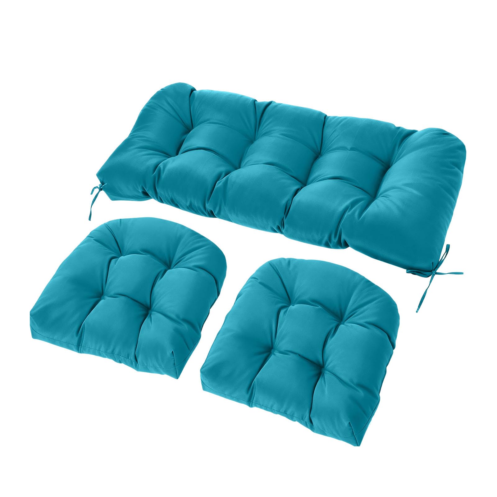 3-Piece Outdoor Wicker Chair Cushion Set, Waterproof Patio Loveseat Cushion with 2 U-Shaped Seat Pads, All-Weather Replacement Cushions for Garden Furniture
