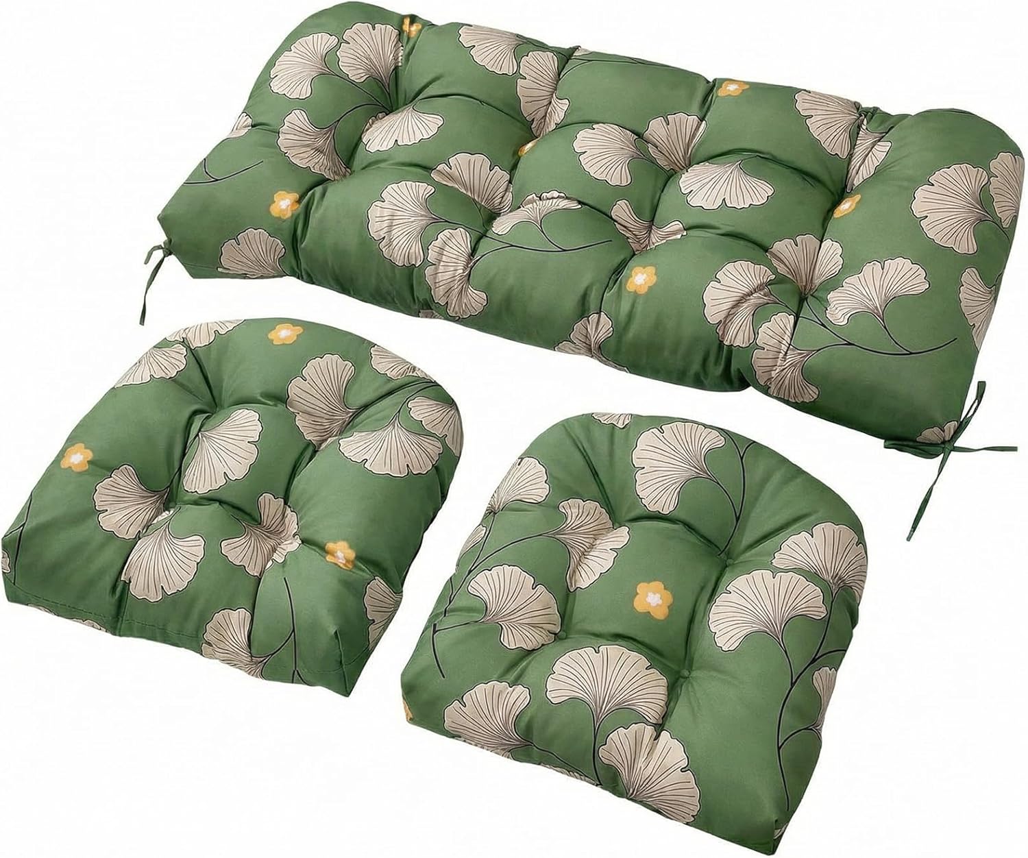 3-Piece Outdoor Wicker Chair Cushion Set, Waterproof Patio Loveseat Cushion with 2 U-Shaped Seat Pads, All-Weather Replacement Cushions for Garden Furniture