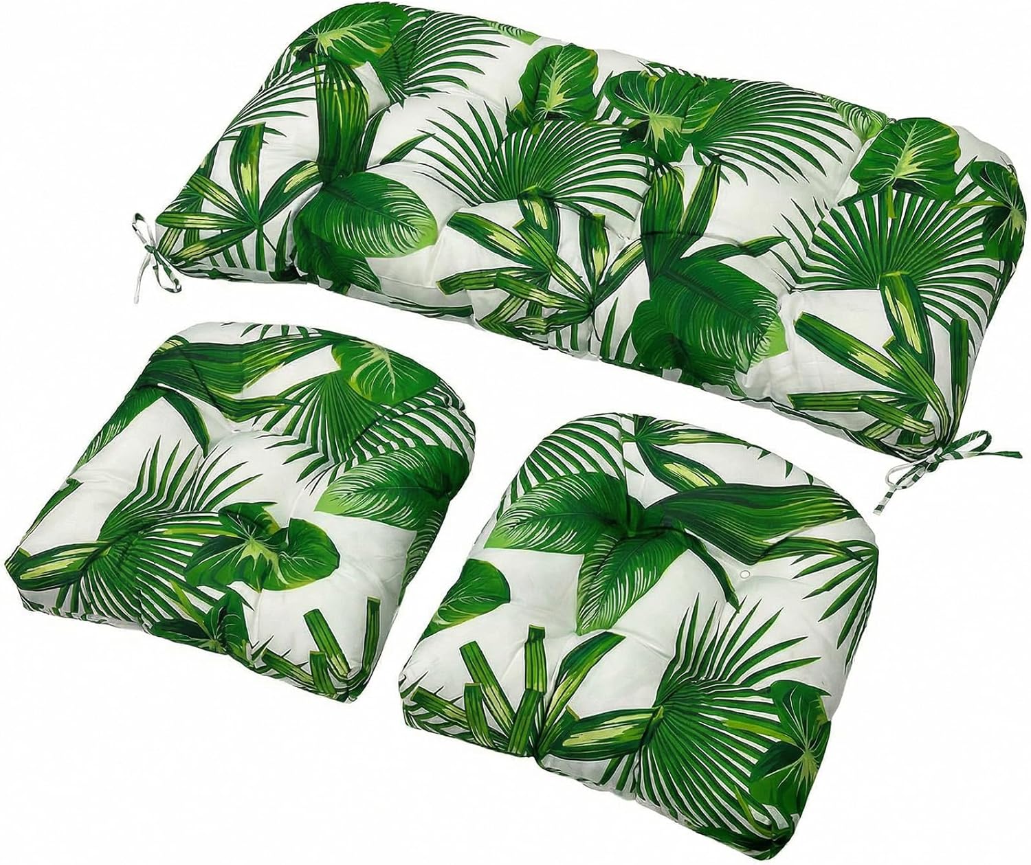 3-Piece Outdoor Wicker Chair Cushion Set, Waterproof Patio Loveseat Cushion with 2 U-Shaped Seat Pads, All-Weather Replacement Cushions for Garden Furniture