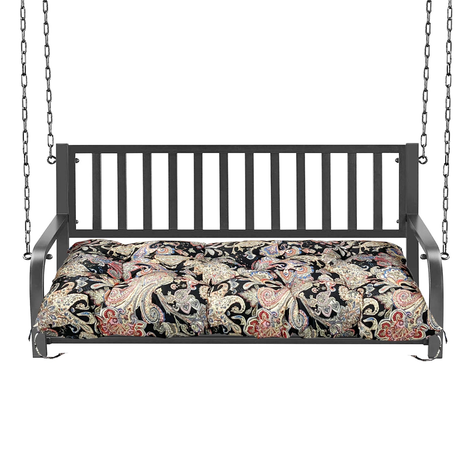 Outdoor Porch Swing Bench Cushion | 3-Seater Weather Resistant Patio Swing Seat Replacement Pad with Secure Tie Strings, Multiple Prints & Solid Colors for Garden Yard Hanging Swing Chair