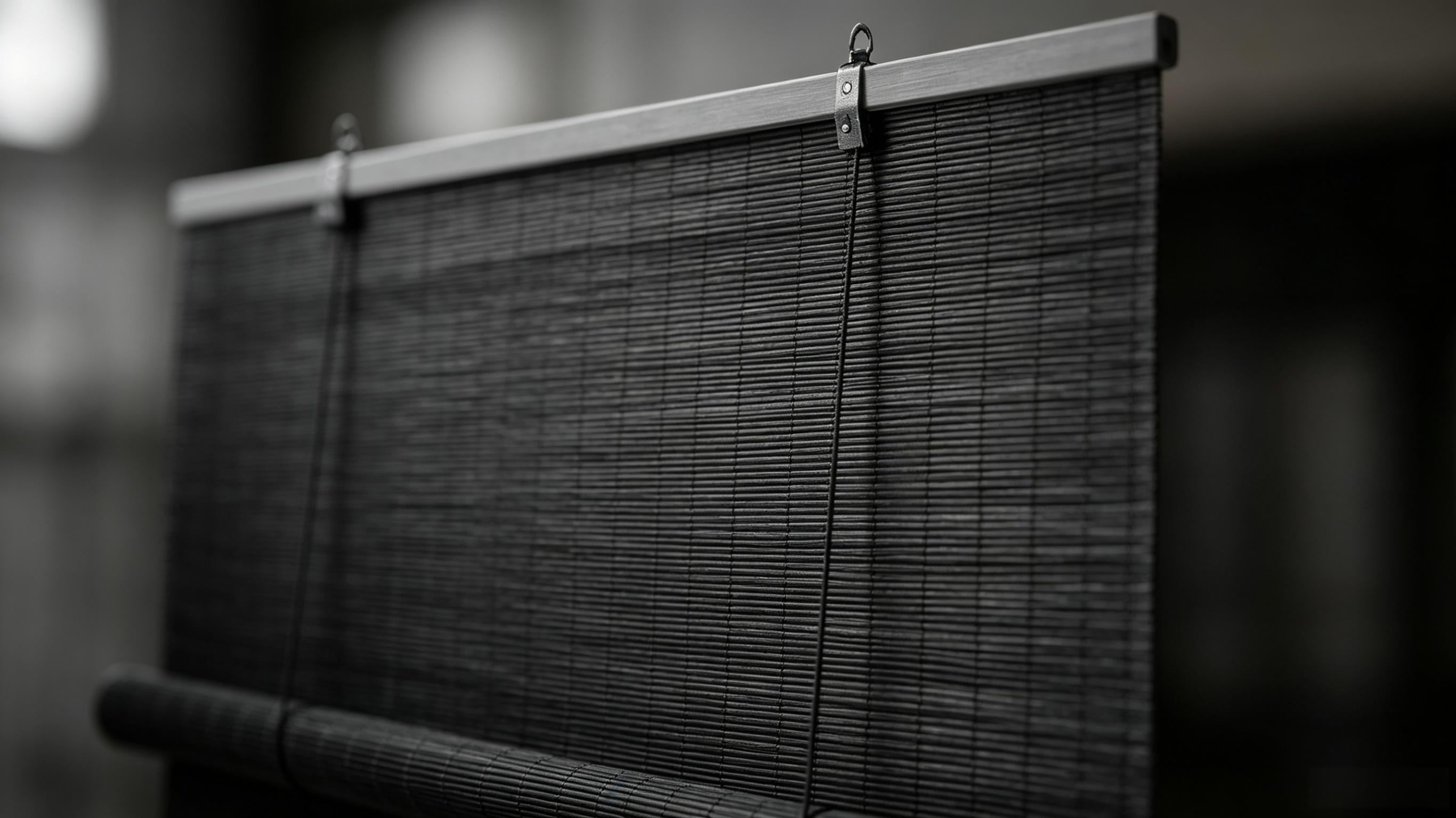 Natural Handwoven Bamboo Roller Shades, Light Filtering Roll Up Window Blinds in Black & Natural Beige, Eco-Friendly Privacy Bamboo Blinds for Bedroom Kitchen Patio Porch