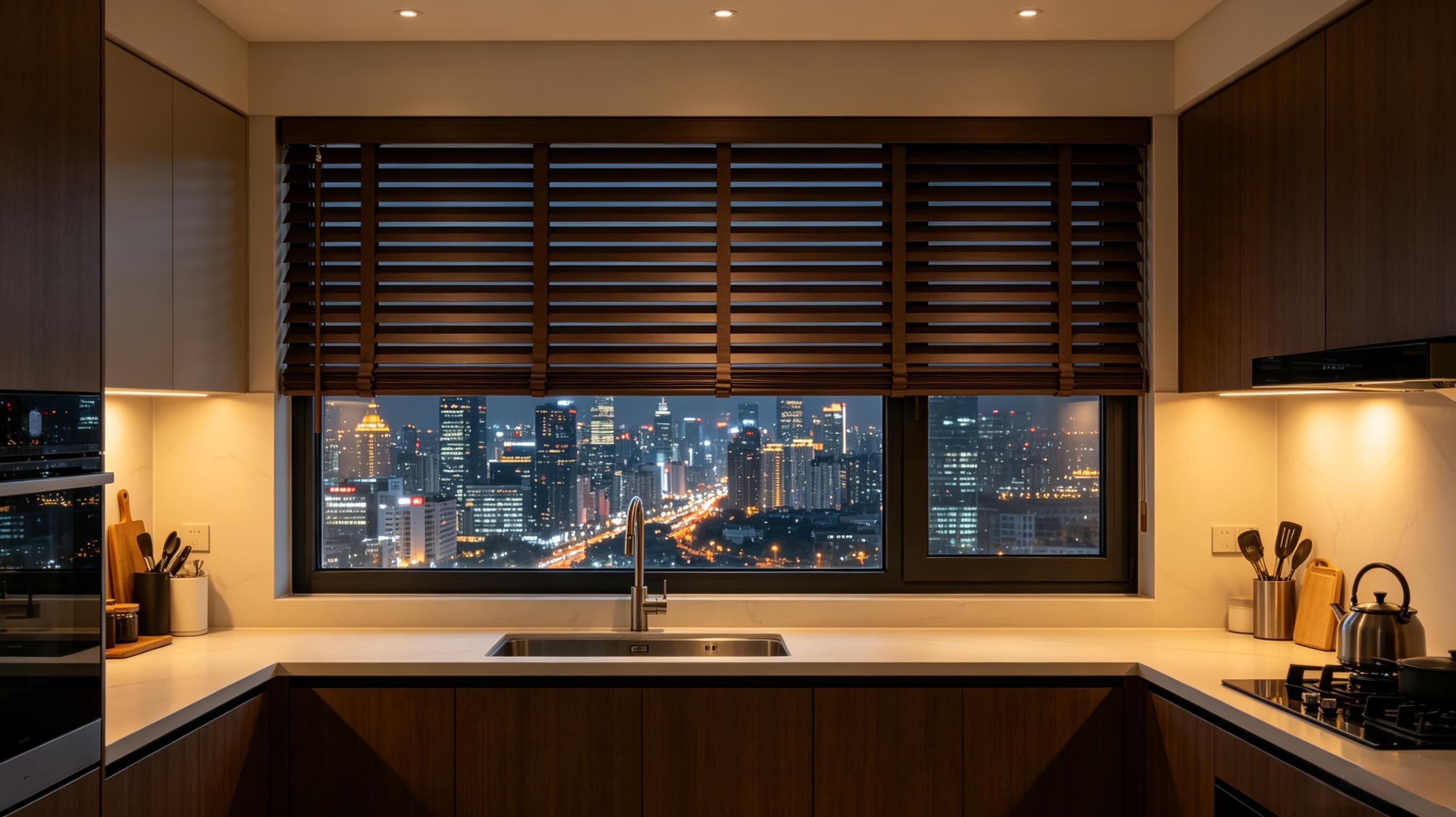 2" Faux Wood Horizontal Venetian Blinds, Cordless Tilt Control PVC Window Shades in White/Black/Brown/Golden Oak, Waterproof Custom Size Blinds for Bedroom Kitchen Bathroom
