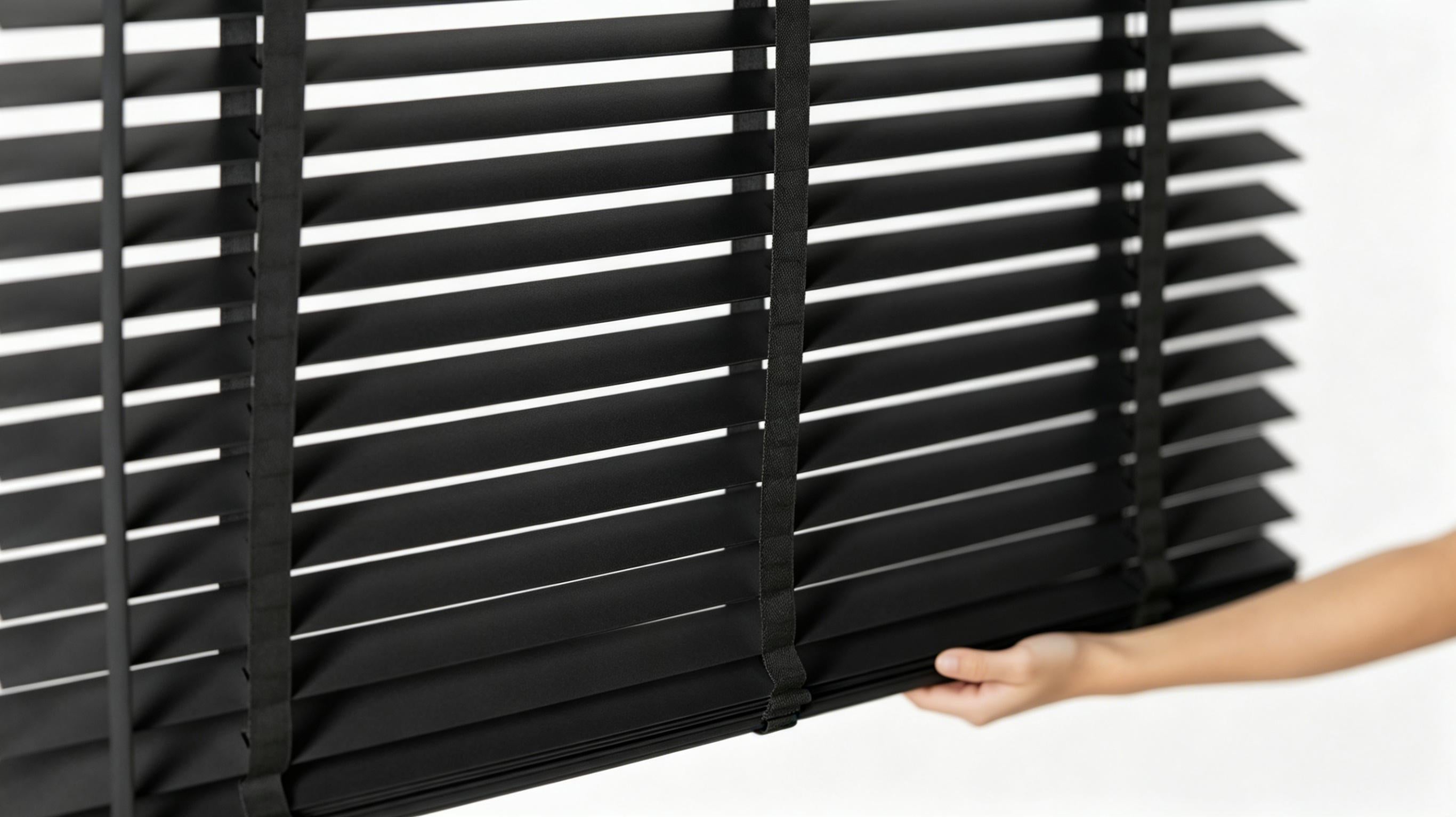 2" Faux Wood Horizontal Venetian Blinds, Cordless Tilt Control PVC Window Shades in White/Black/Brown/Golden Oak, Waterproof Custom Size Blinds for Bedroom Kitchen Bathroom