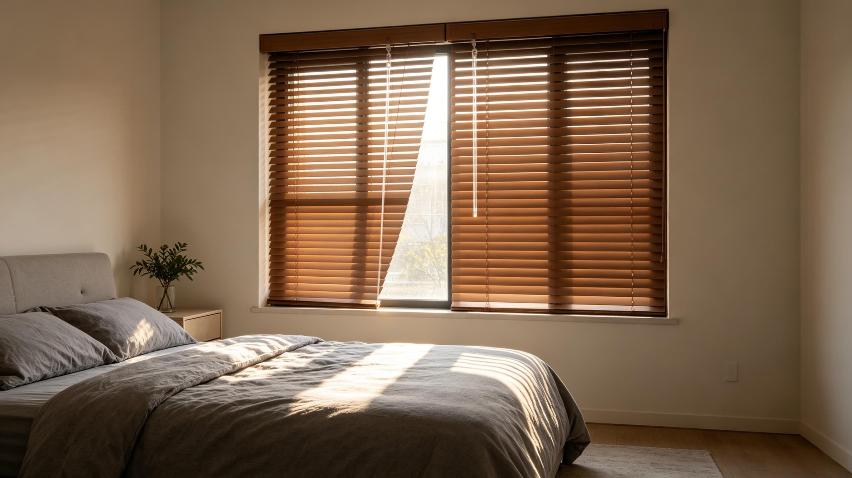 100% Privacy 1" Vinyl Cordless Mini Blinds for Indoor Windows,L-Shaped Blades Horizontal Room Darkening & Light Filtering shutters for Home 19.5"WX36"H Brown