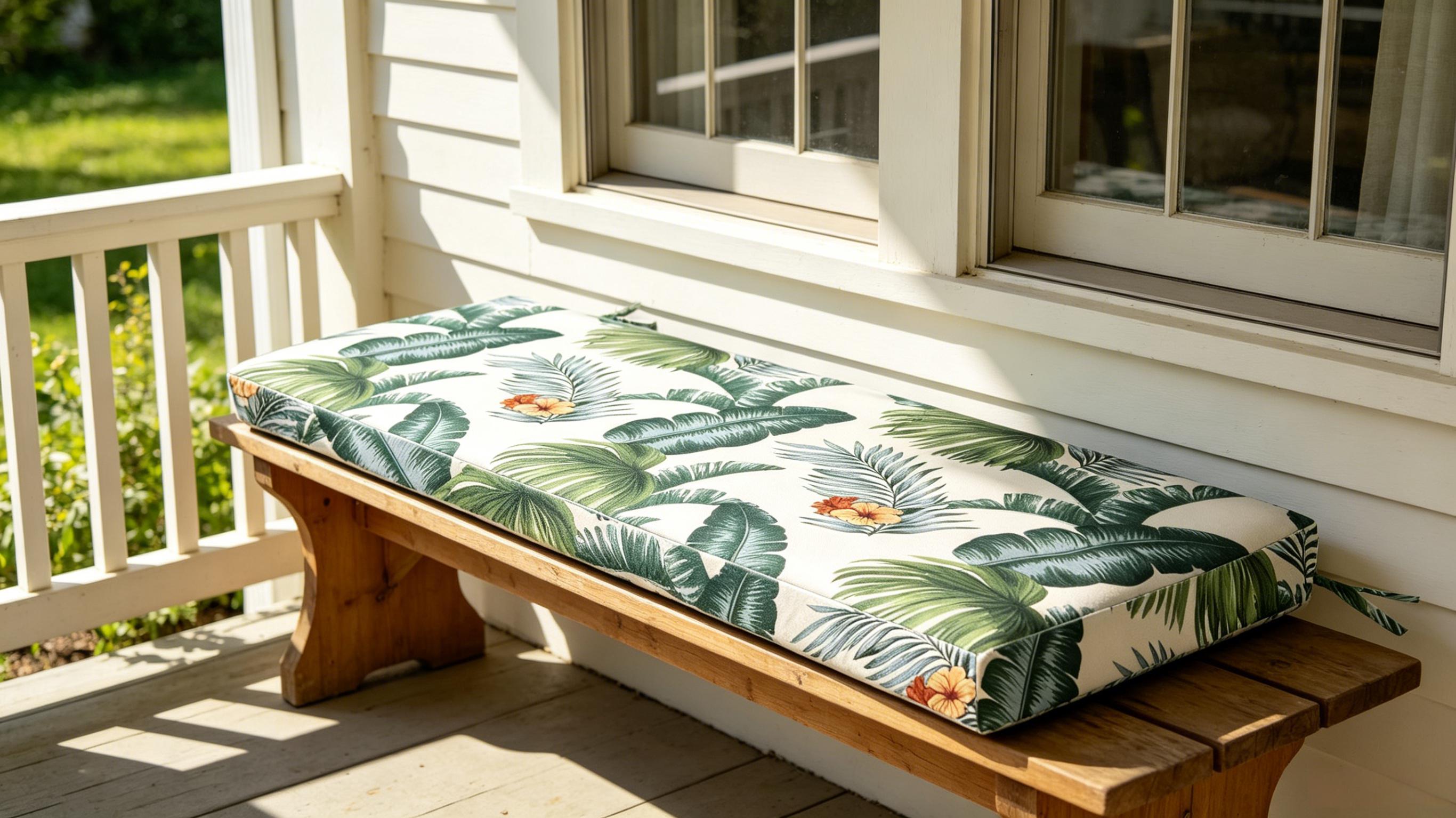 Outdoor Bench Cushion, Waterproof & Fade-Resistant Patio Seat Pad with Ties, Non-Slip Removable Cover for Garden Swing, Porch, Sofa, and Settee
