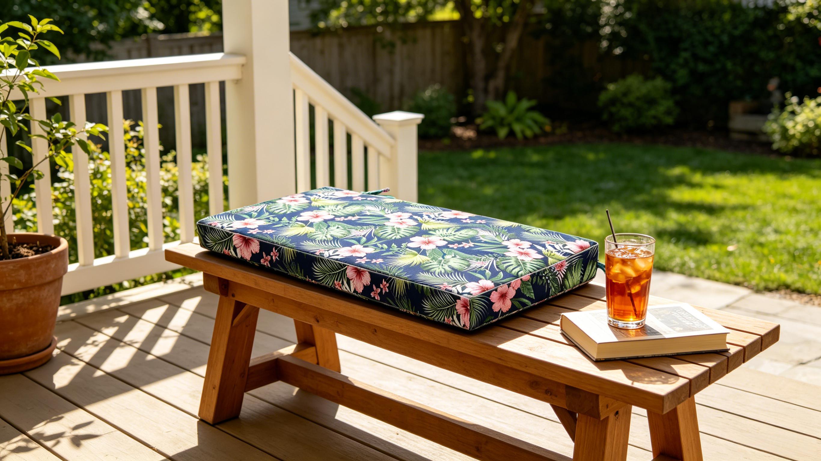 Outdoor Bench Cushion, Waterproof & Fade-Resistant Patio Seat Pad with Ties, Non-Slip Removable Cover for Garden Swing, Porch, Sofa, and Settee