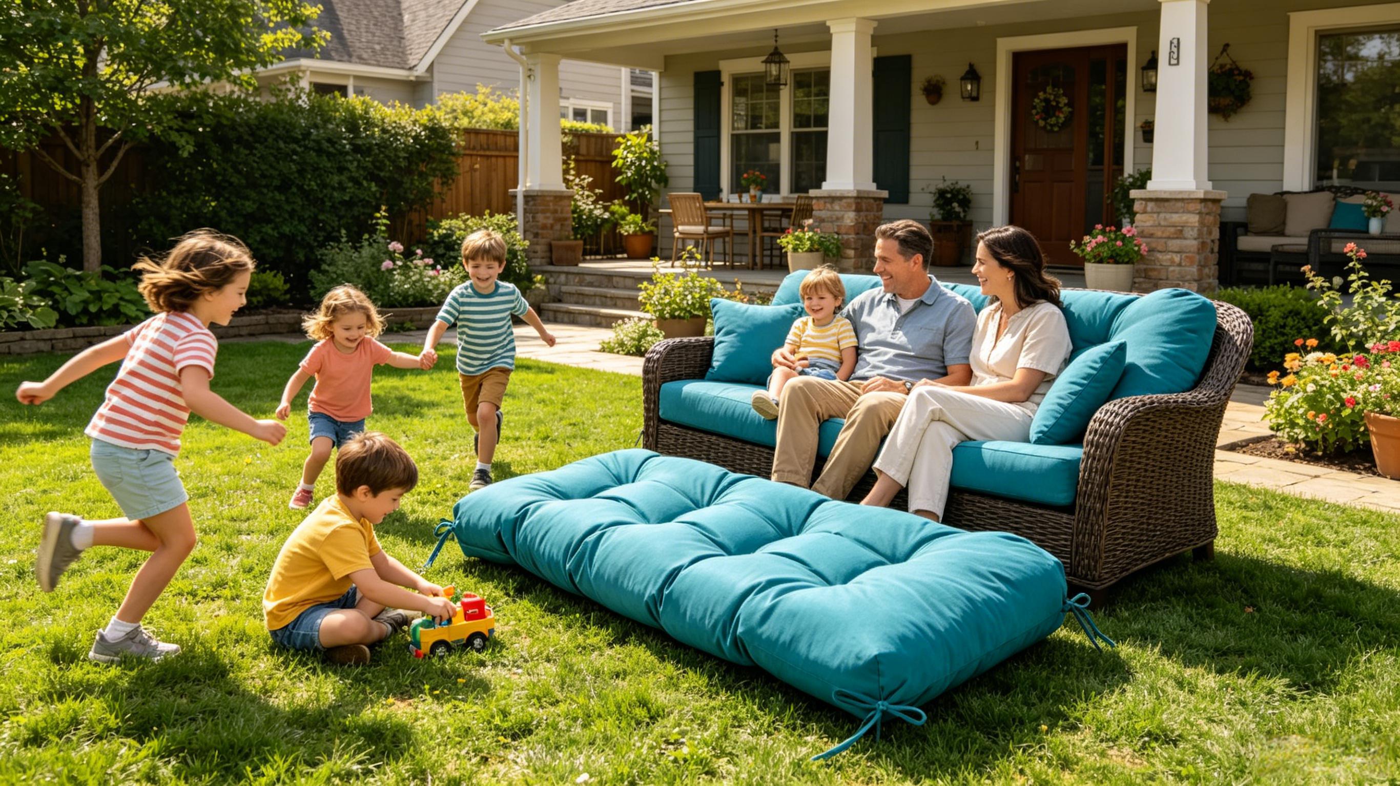 3-Piece Outdoor Wicker Chair Cushion Set, Waterproof Patio Loveseat Cushion with 2 U-Shaped Seat Pads, All-Weather Replacement Cushions for Garden Furniture