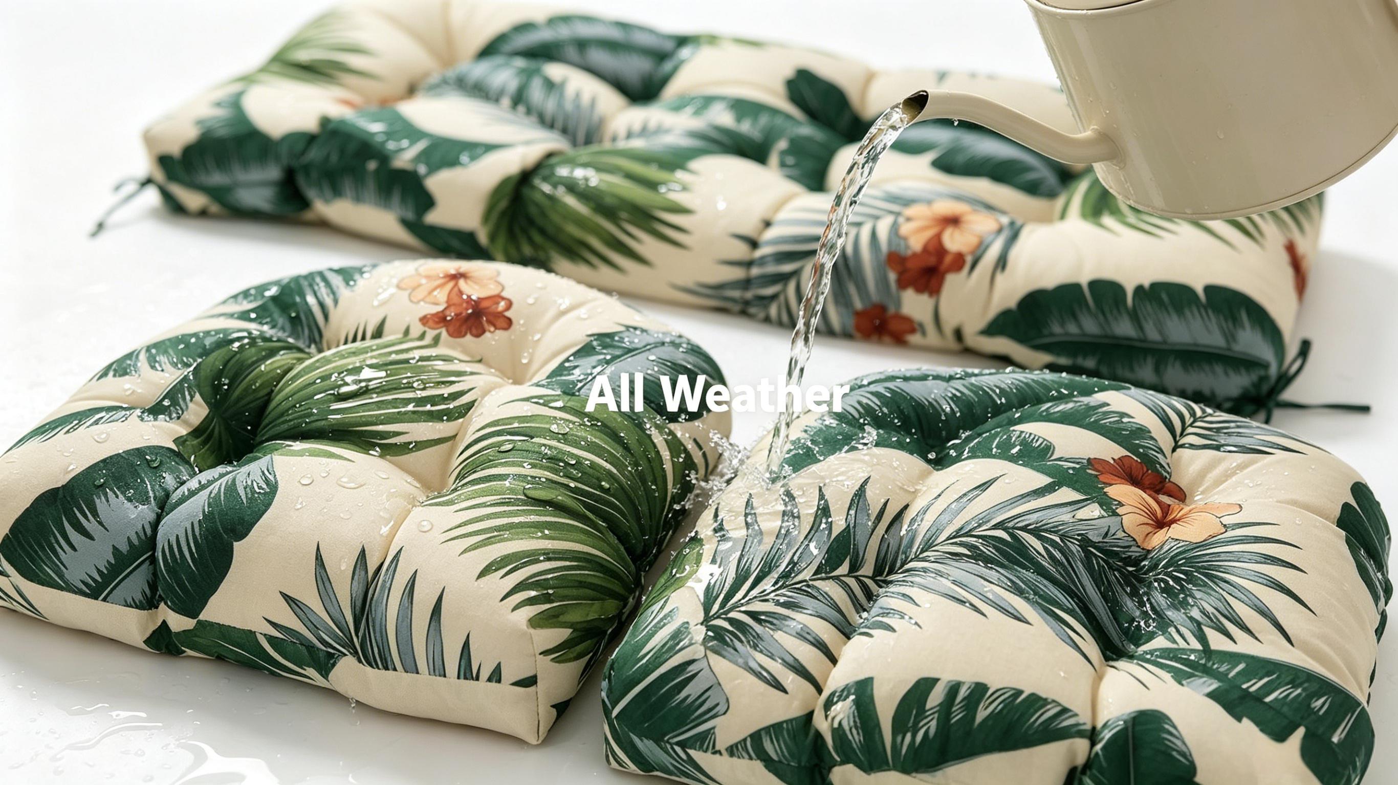 3-Piece Outdoor Wicker Chair Cushion Set, Waterproof Patio Loveseat Cushion with 2 U-Shaped Seat Pads, All-Weather Replacement Cushions for Garden Furniture