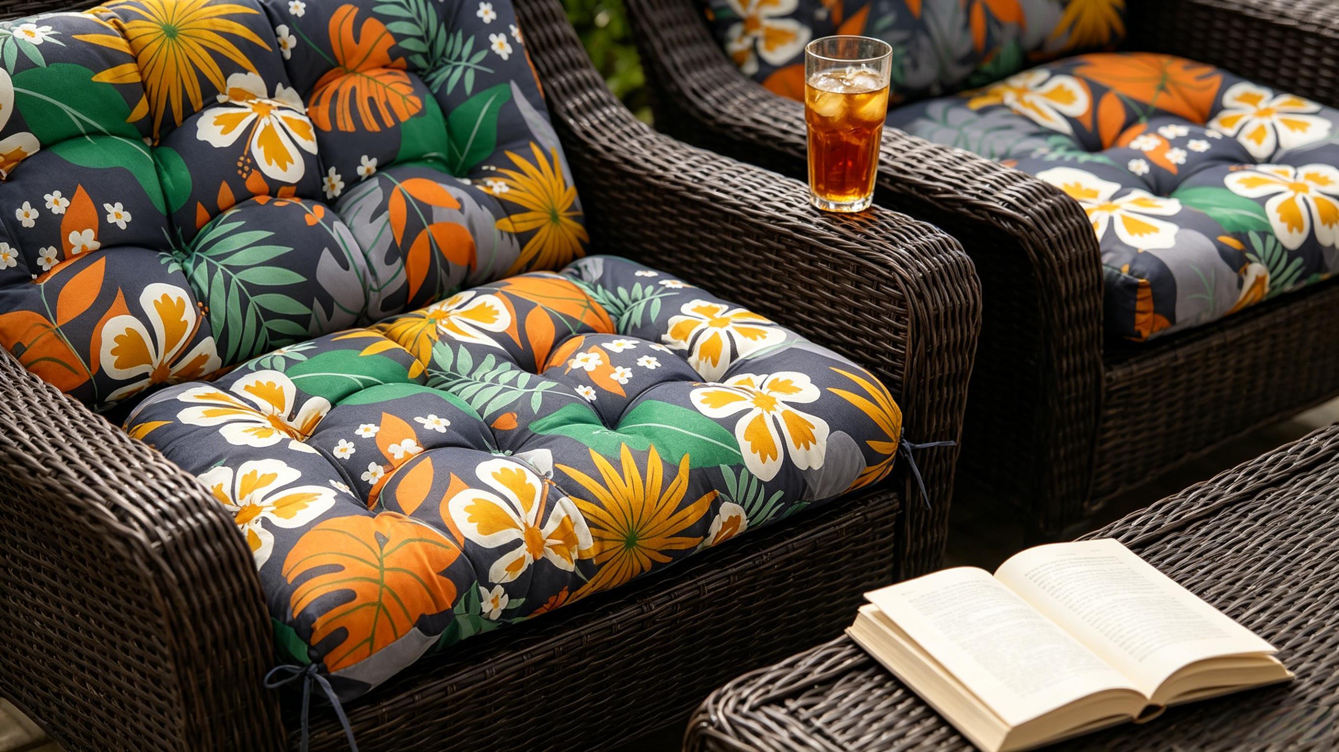 3-Piece Outdoor Wicker Chair Cushion Set, Waterproof Patio Loveseat Cushion with 2 U-Shaped Seat Pads, All-Weather Replacement Cushions for Garden Furniture