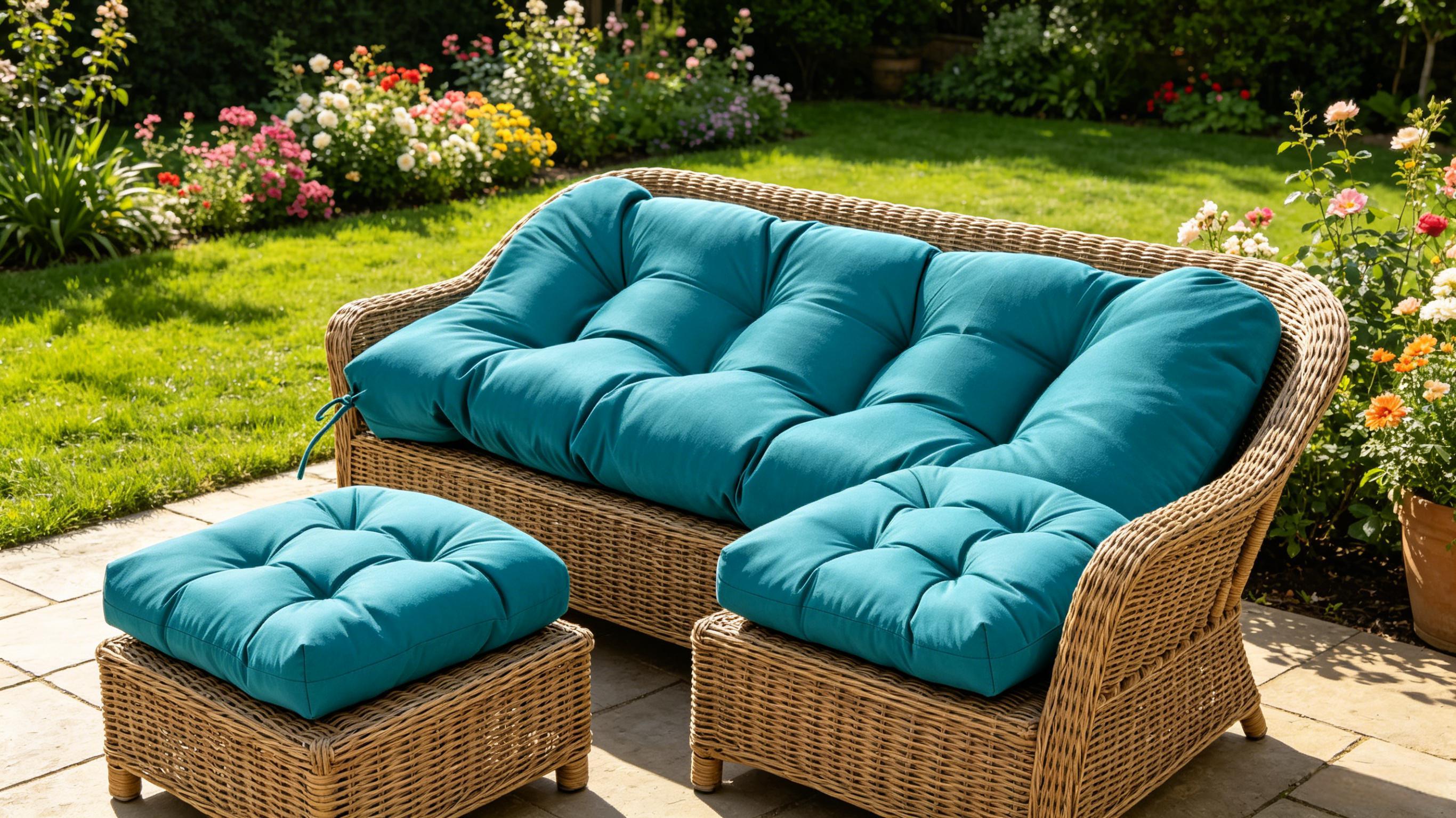 3-Piece Outdoor Wicker Chair Cushion Set, Waterproof Patio Loveseat Cushion with 2 U-Shaped Seat Pads, All-Weather Replacement Cushions for Garden Furniture