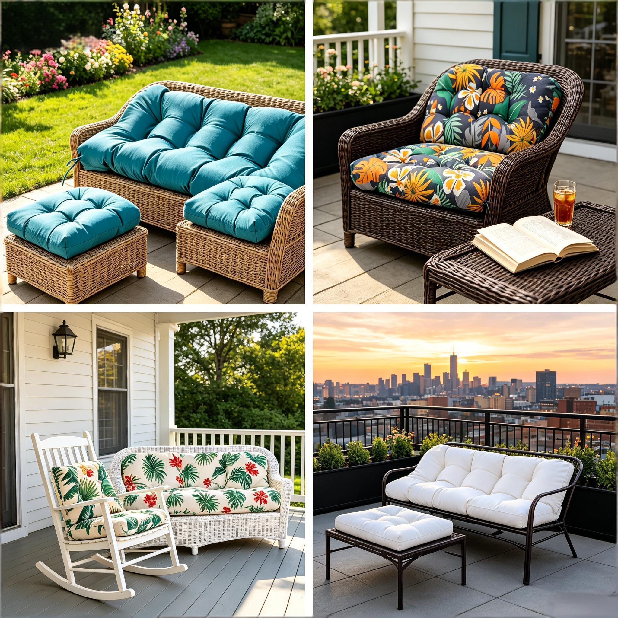 3-Piece Outdoor Wicker Chair Cushion Set, Waterproof Patio Loveseat Cushion with 2 U-Shaped Seat Pads, All-Weather Replacement Cushions for Garden Furniture