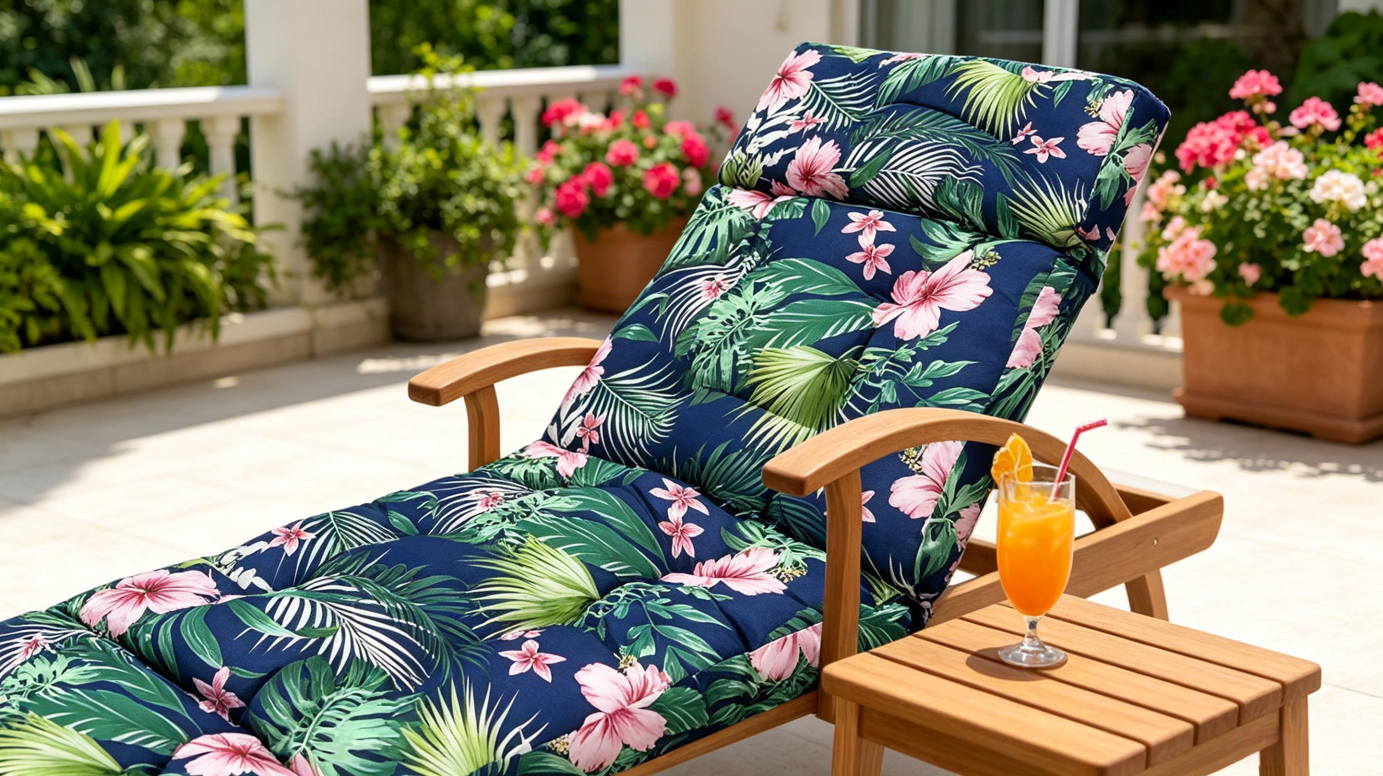 Outdoor Chaise Lounge Chair Cushion 75.1 x 23.6 x 4.7in, Waterproof Replacement Cotton Patio Thickened Pool Lounge Chair Cushion with Ties for Patio Outdoor Furniture