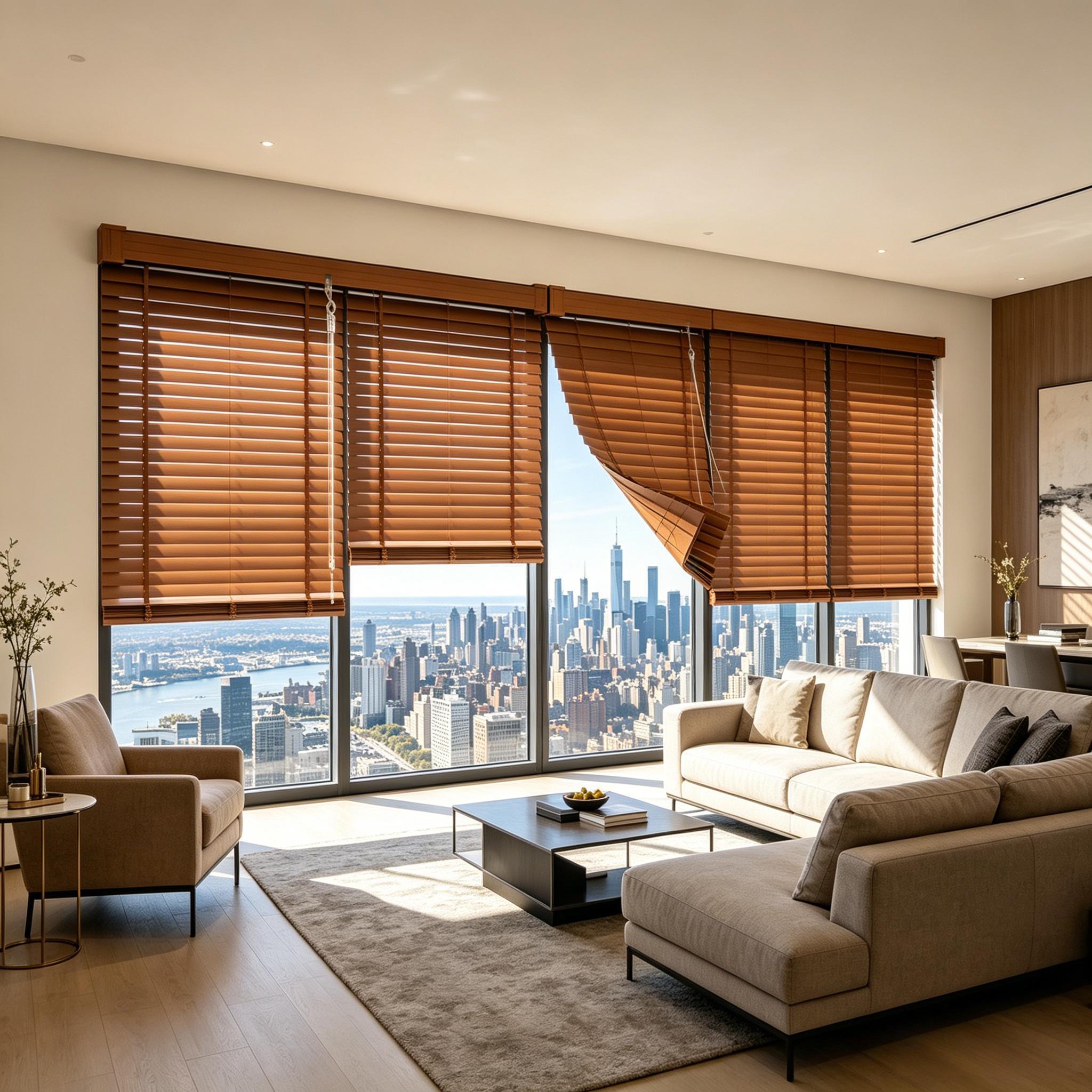 100% Privacy 1" Vinyl Cordless Mini Blinds for Indoor Windows,L-Shaped Blades Horizontal Room Darkening & Light Filtering shutters for Home 19.5"WX36"H Brown