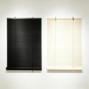 Natural Handwoven Bamboo Roller Shades, Light Filtering Roll Up Window Blinds in Black & Natural Beige, Eco-Friendly Privacy Bamboo Blinds for Bedroom Kitchen Patio Porch
