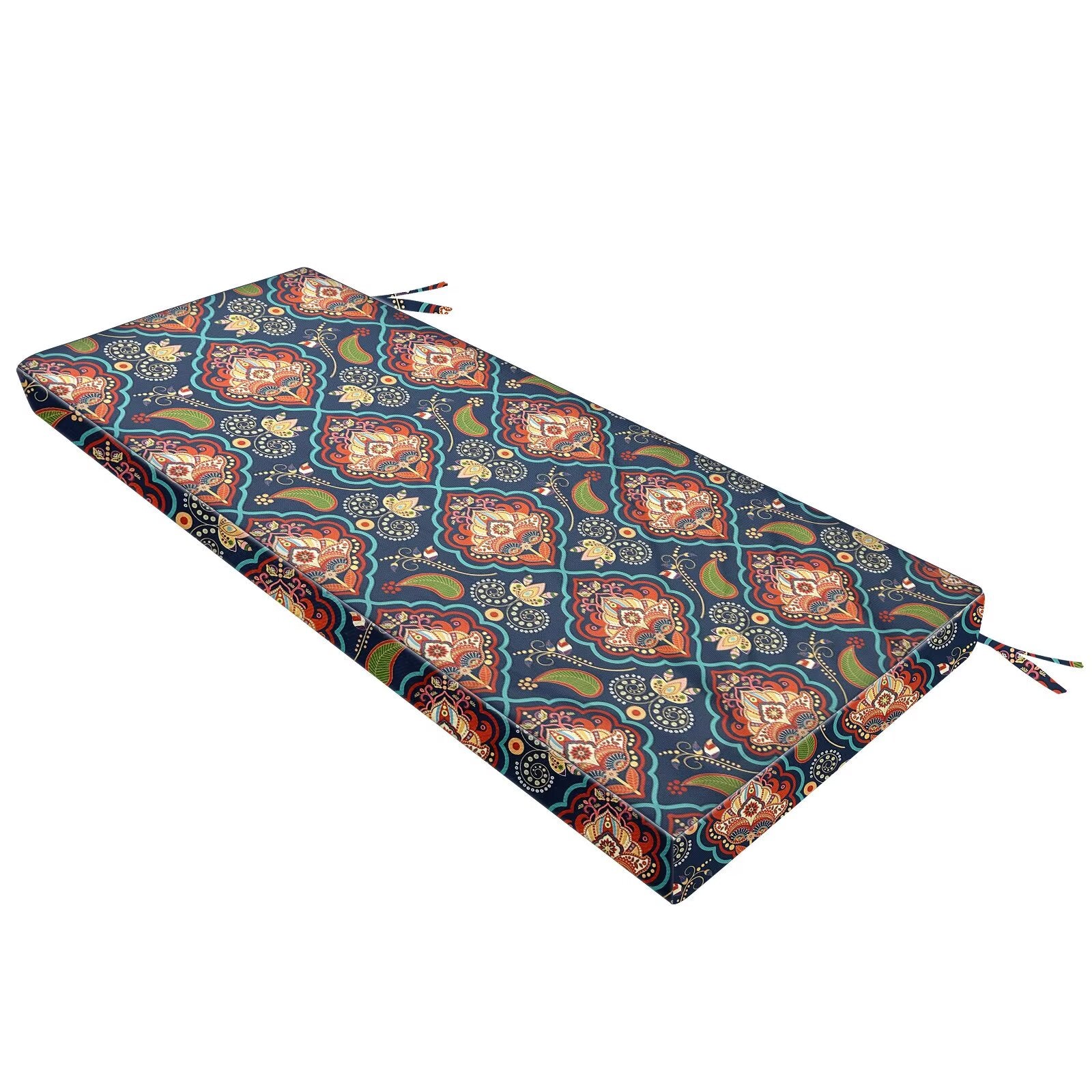 Outdoor Bench Cushion, Waterproof & Fade-Resistant Patio Seat Pad with Ties, Non-Slip Removable Cover for Garden Swing, Porch, Sofa, and Settee