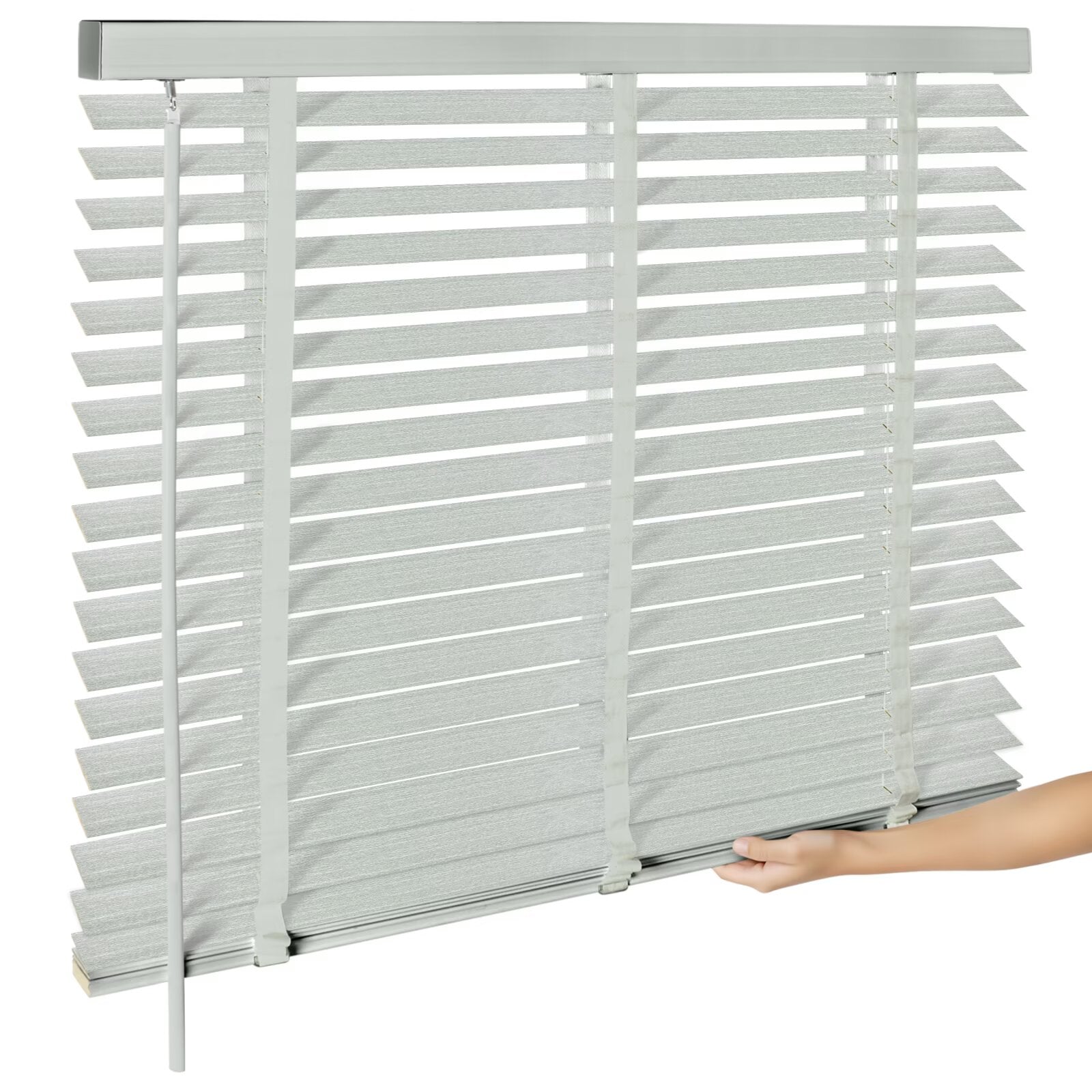 2 Inch Faux Wood Venetian Blinds, Manual Bottom Rail Tilt PVC Horizontal Window Shades in Dark Gray/Light Gray/Charcoal Black, Waterproof Custom Size Blinds for Bedroom Bathroom Kitchen Home Decor
